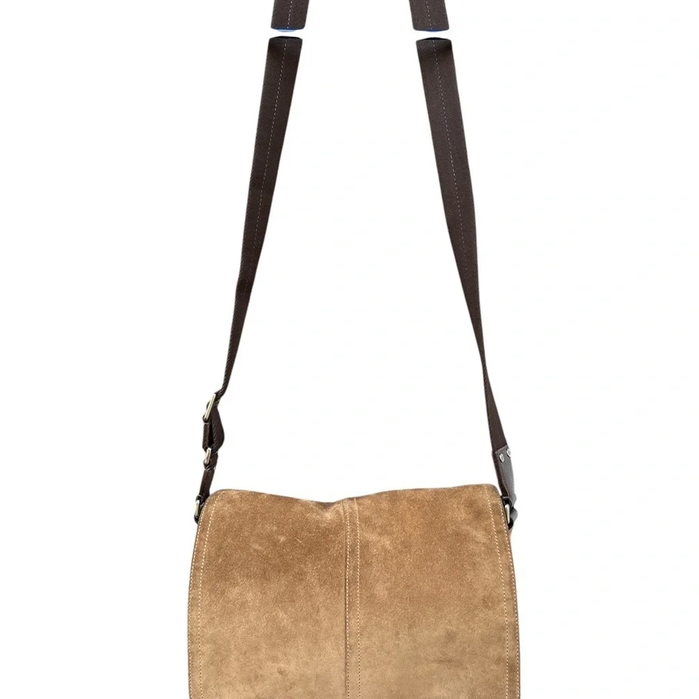 Coach Suede Messenger Bag F70416 | Brown Leather Crossbody | Unisex Vintage